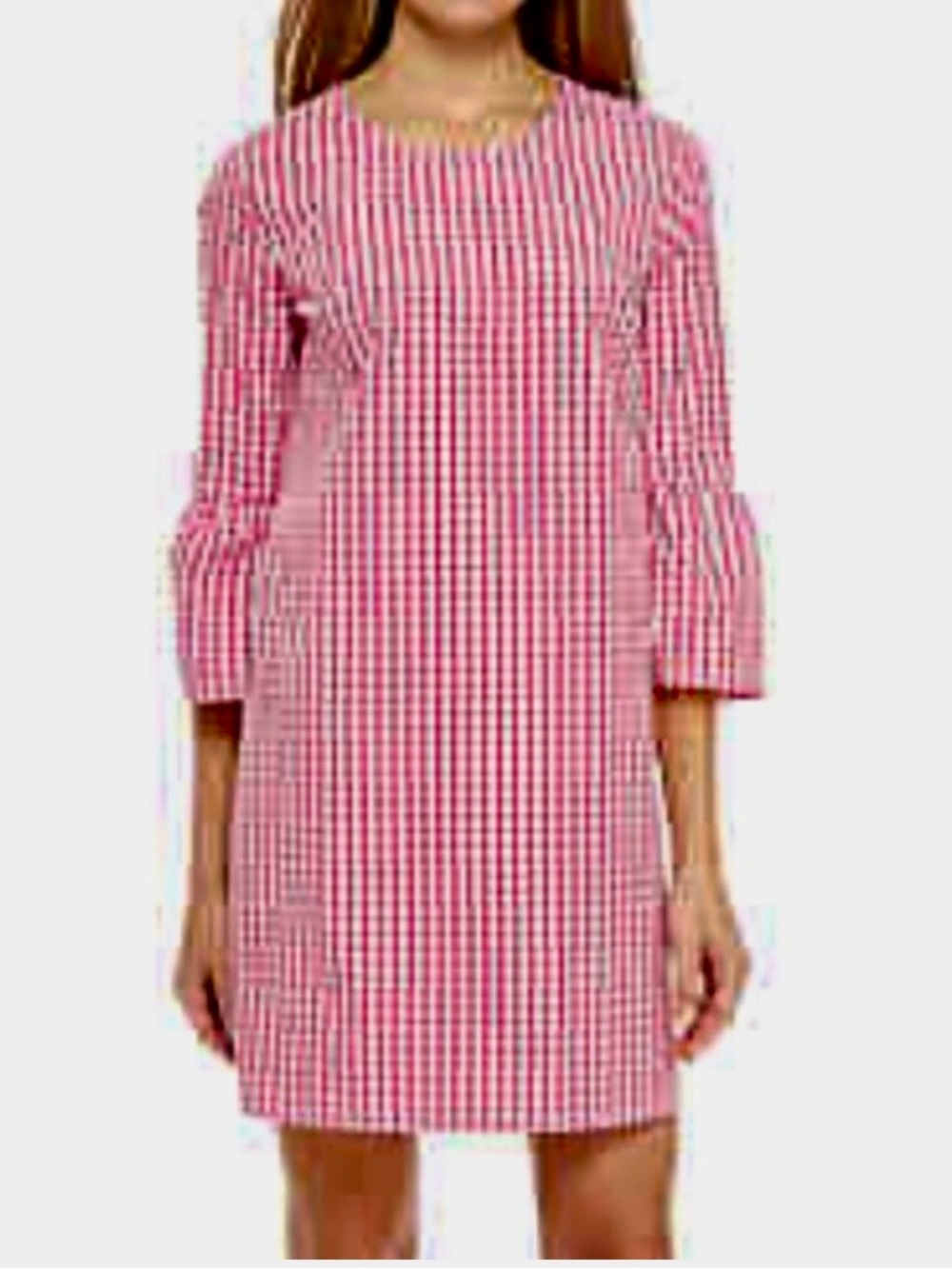 CROWN & IVY PINK GINGHAM GARDEN PARTY DRESS SIZE M